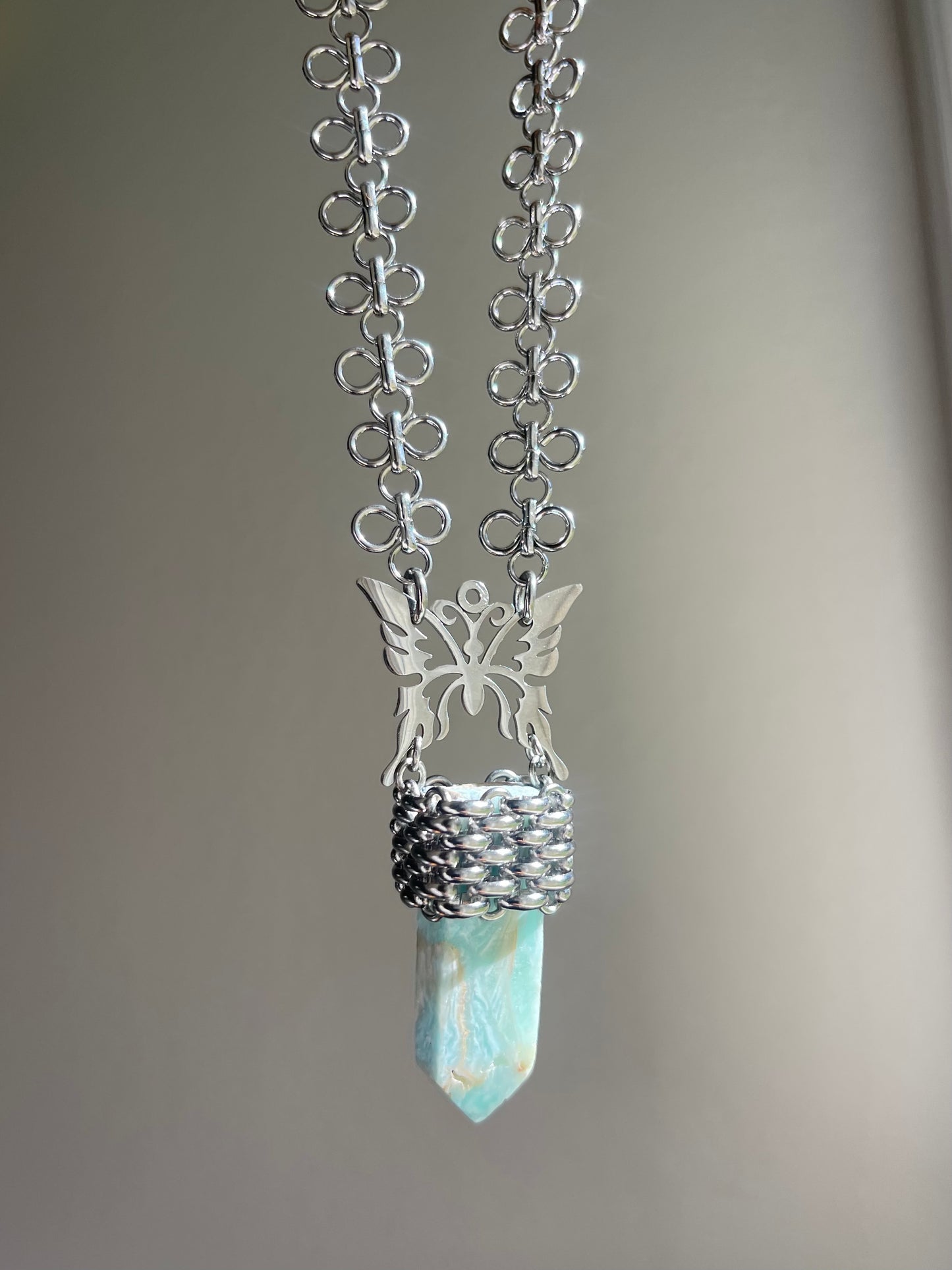 Hemimorphite Butterfly Necklace ⟡ Silver
