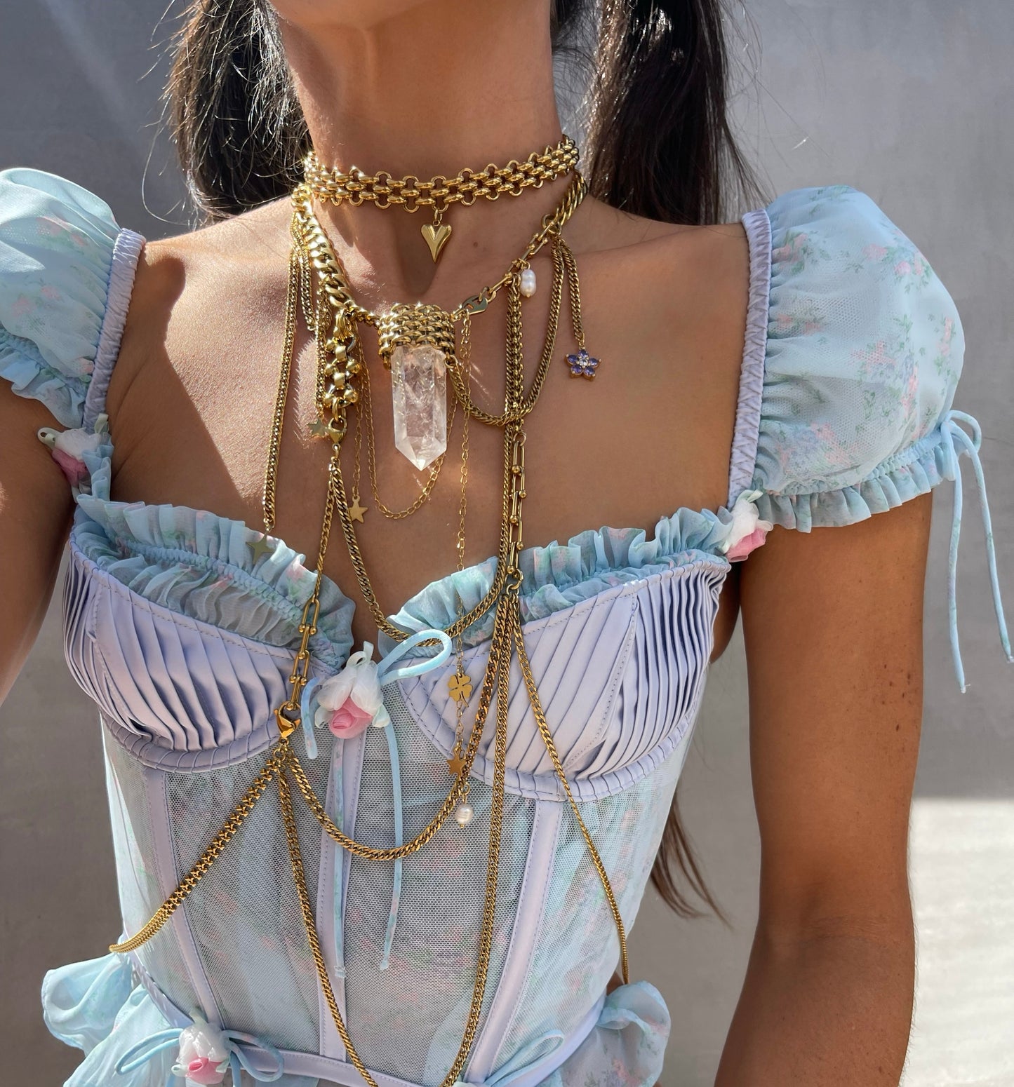 Smokey Quartz Charmed Harness Set