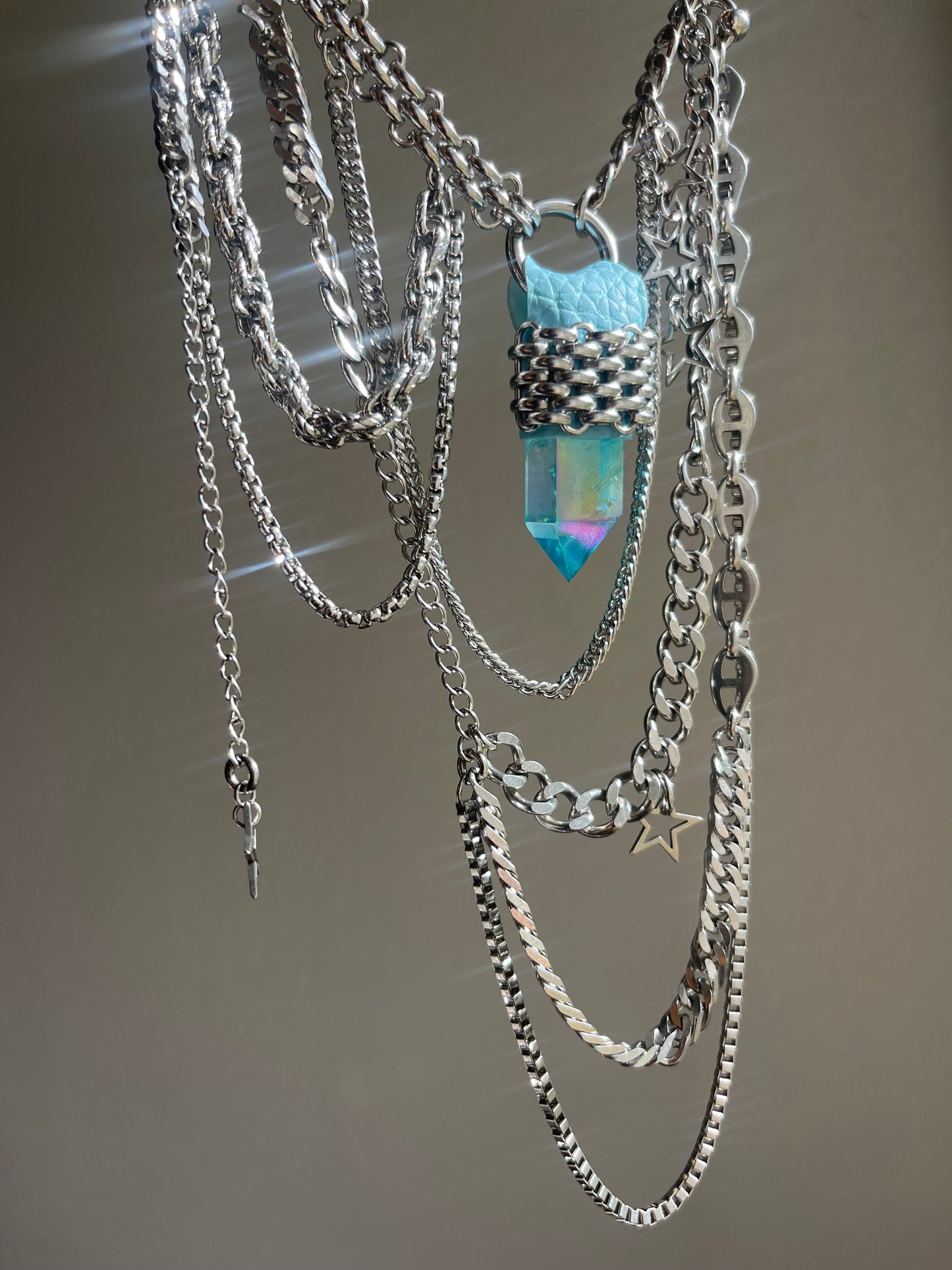Aqua Aura Quartz Layered Necklace