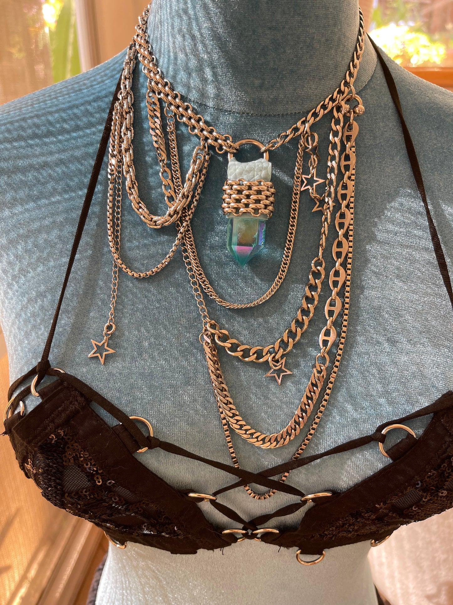 Aqua Aura Quartz Layered Necklace