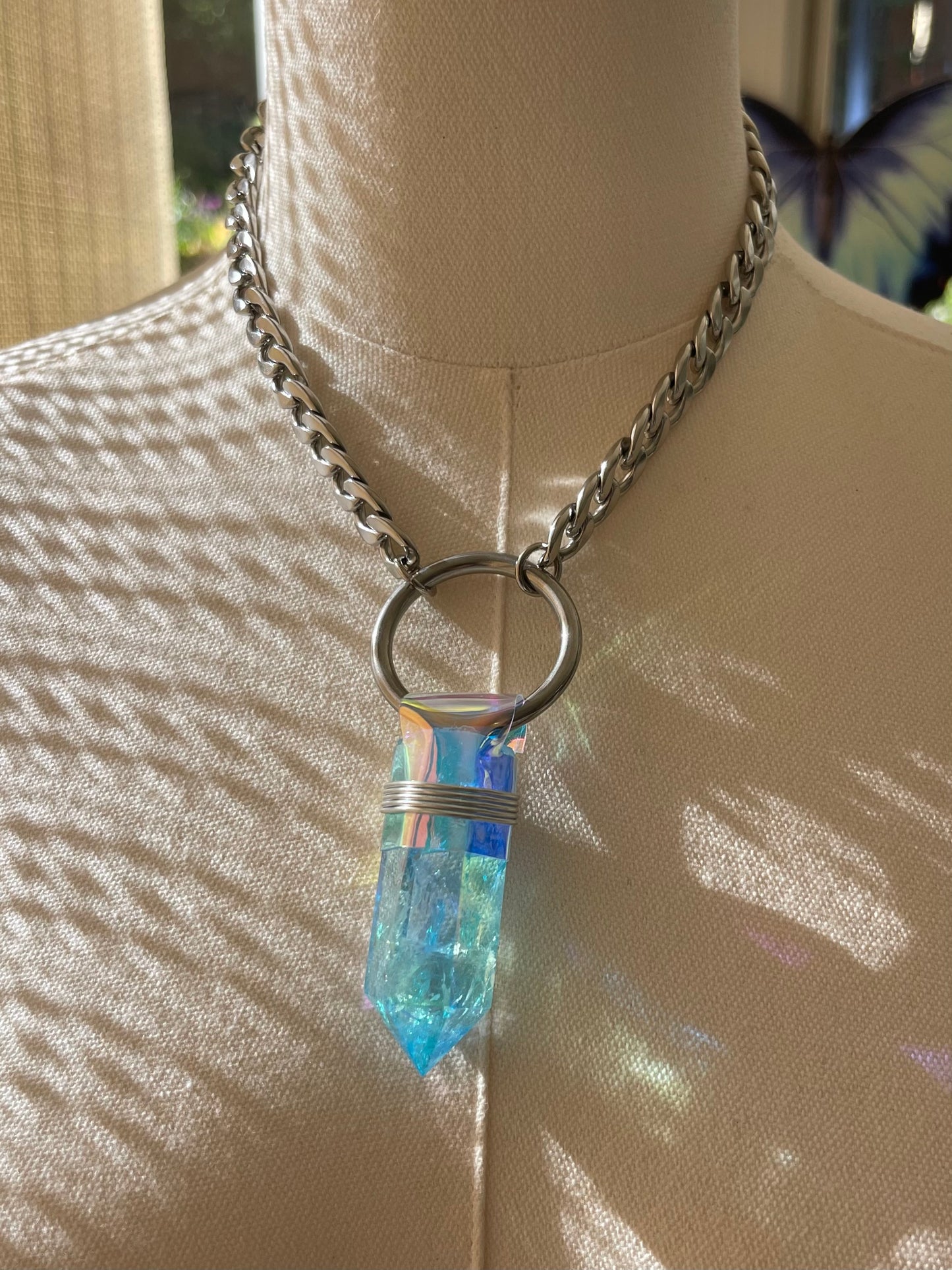 Aqua Aura Quartz Necklace
