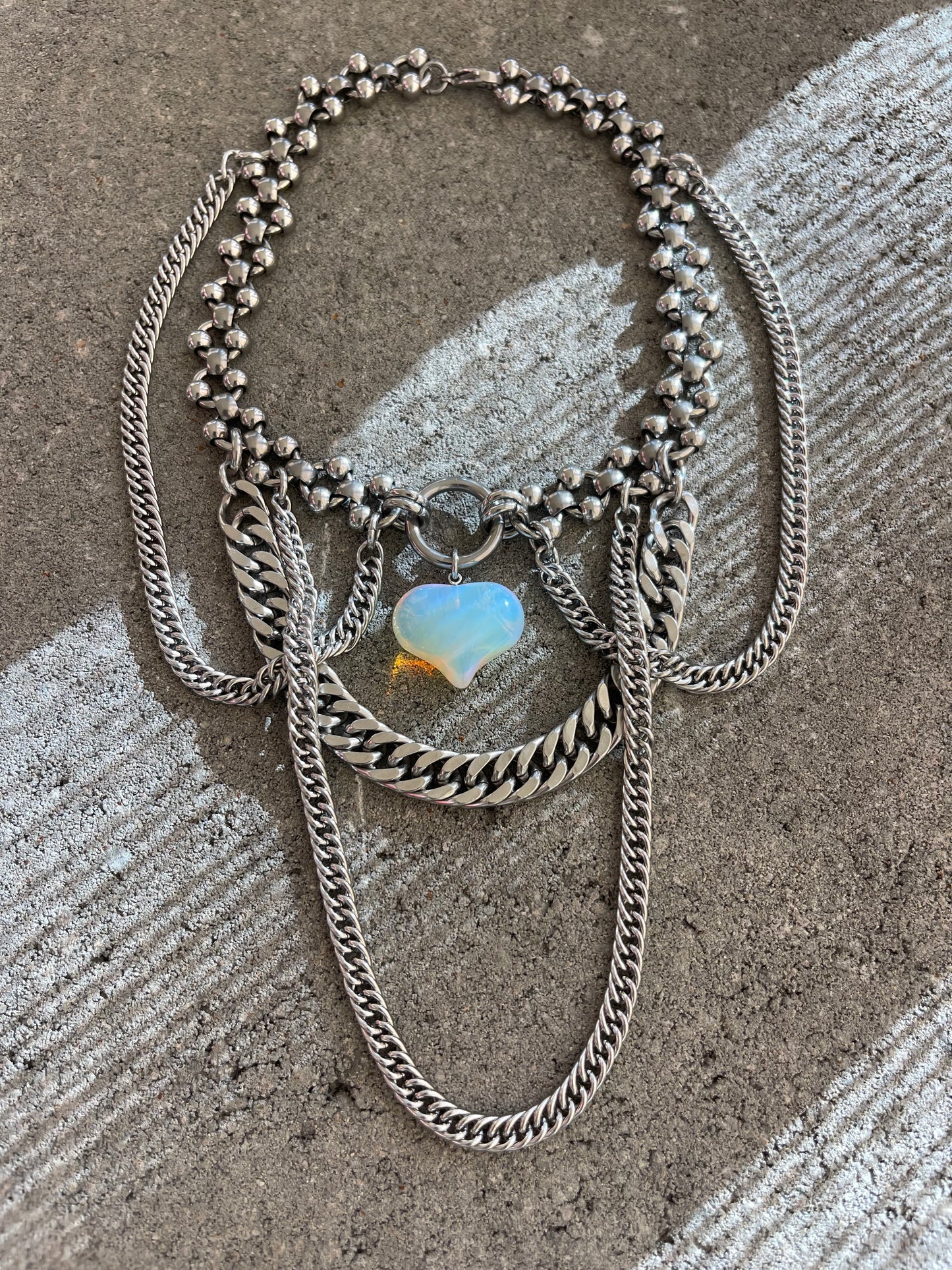 Opalite Heart Choker