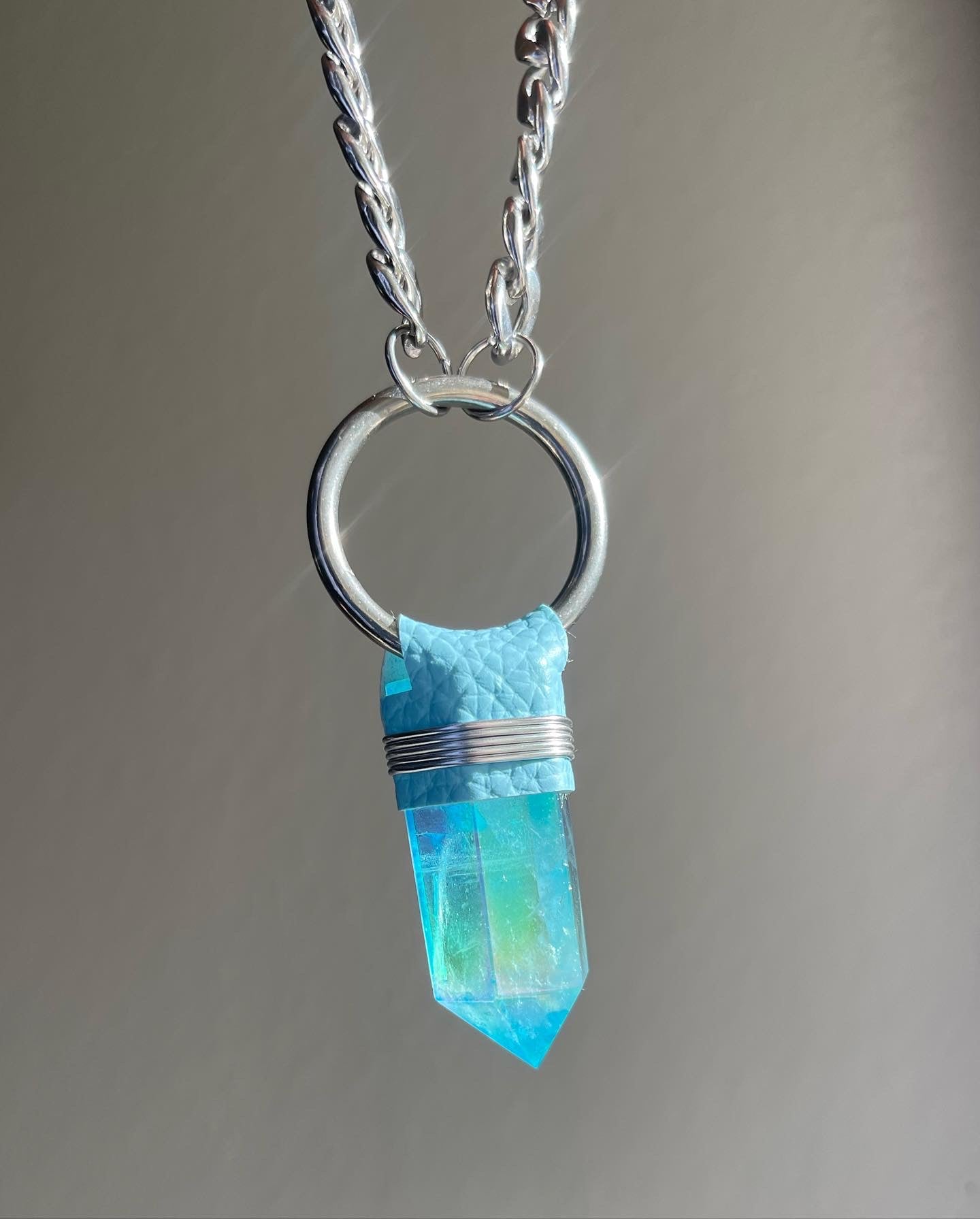 Aqua Aura Quartz Necklace