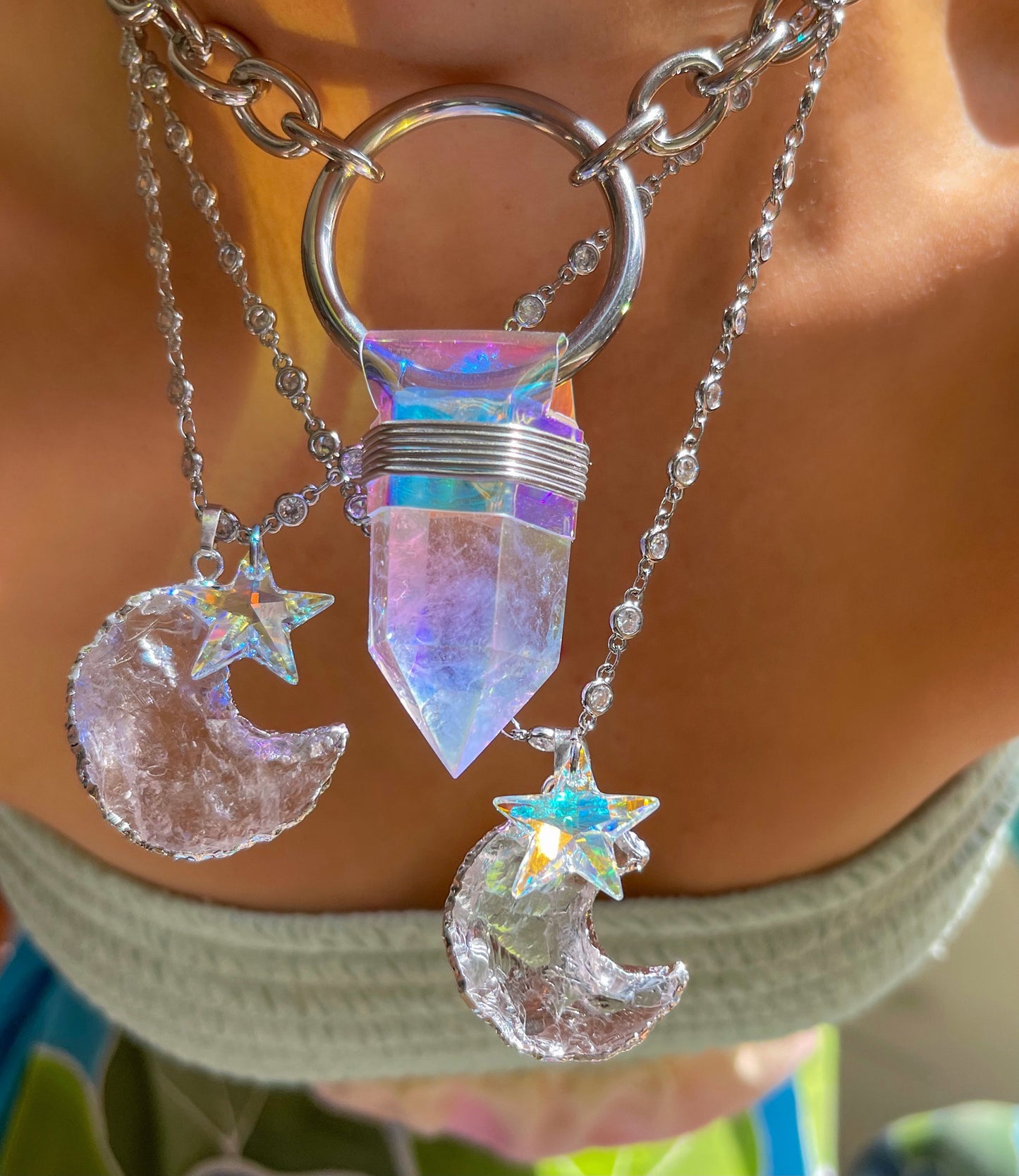 Holographic Angel Aura Quartz Necklace
