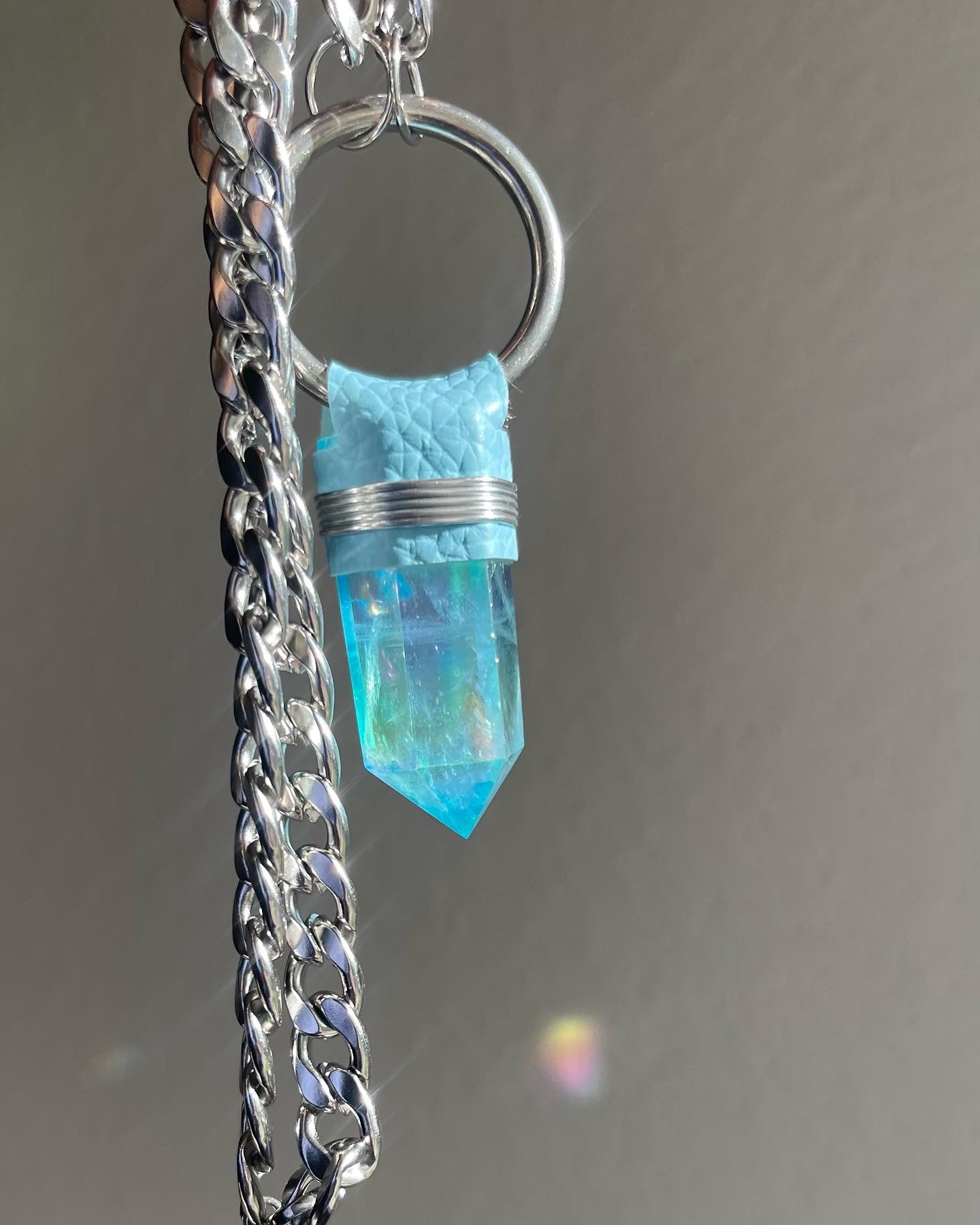 Aqua Aura Quartz Necklace