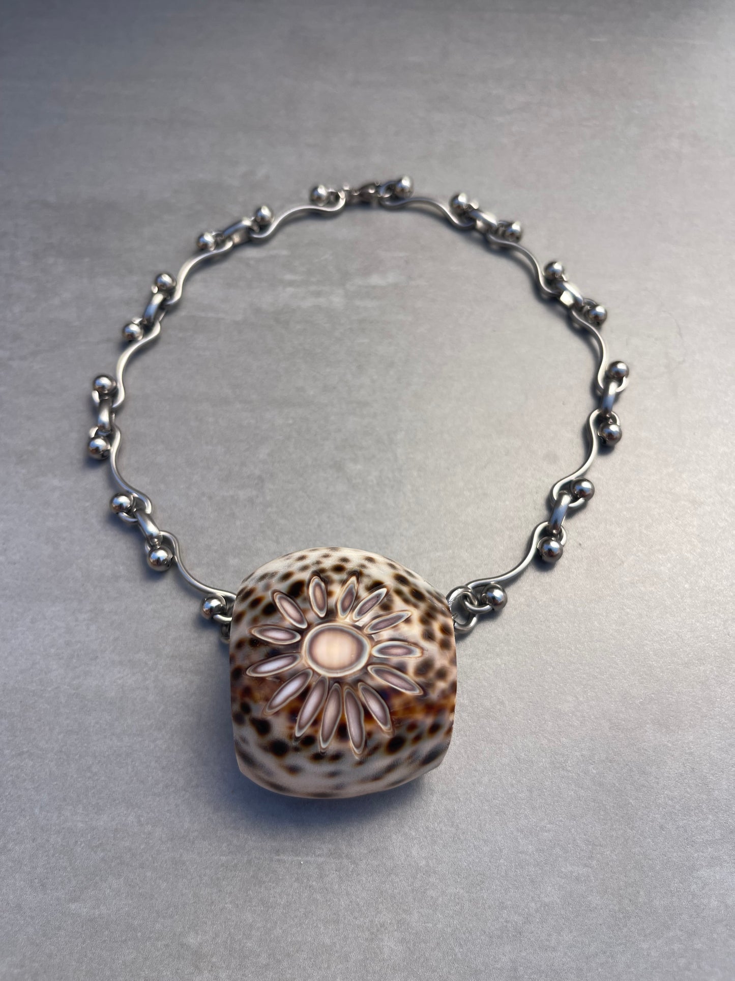 Tiger Cowrie Stainless Steel Necklace