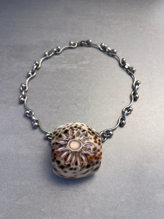 Tiger Cowrie Stainless Steel Necklace