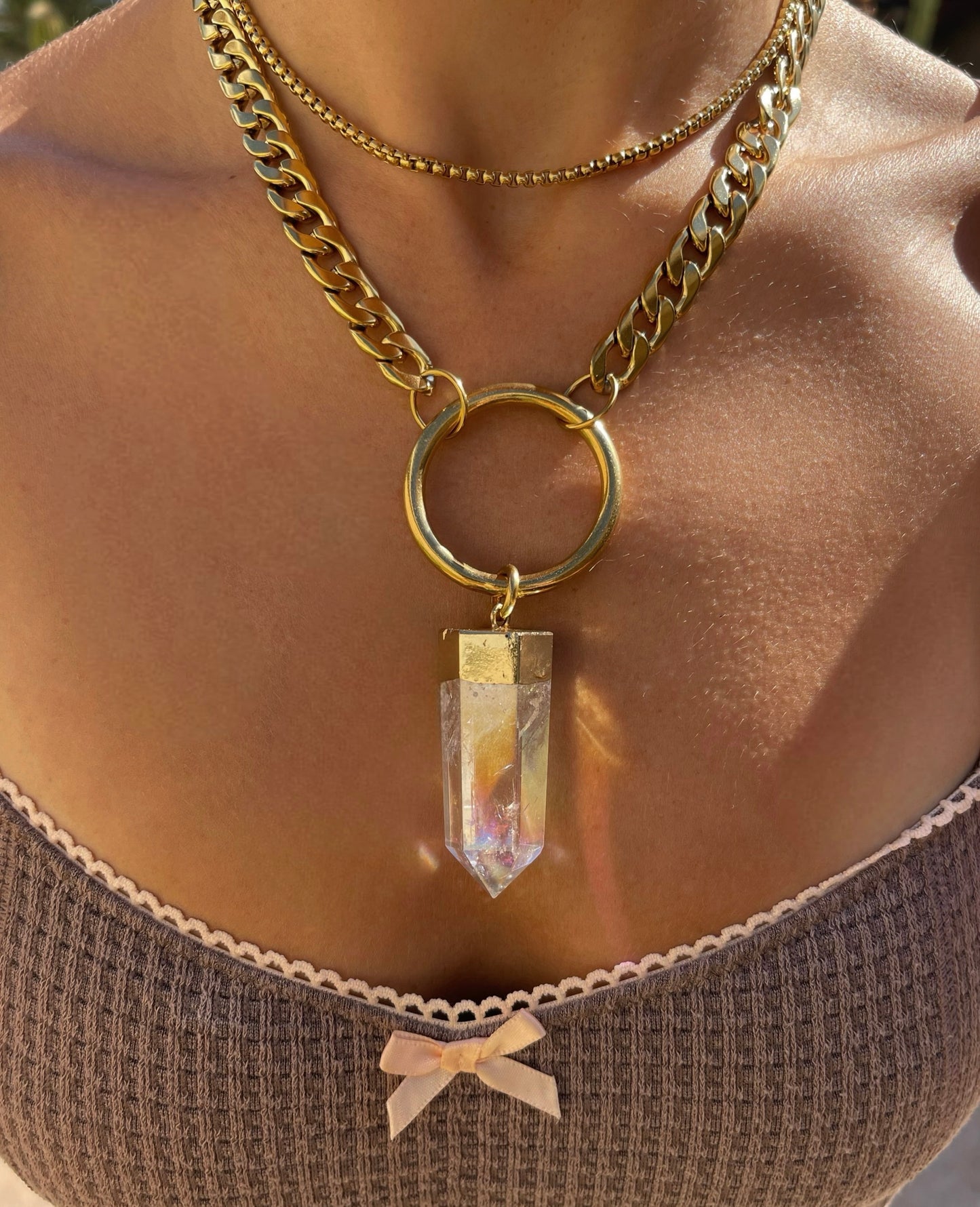 Angel Aura Quartz Halo Necklace