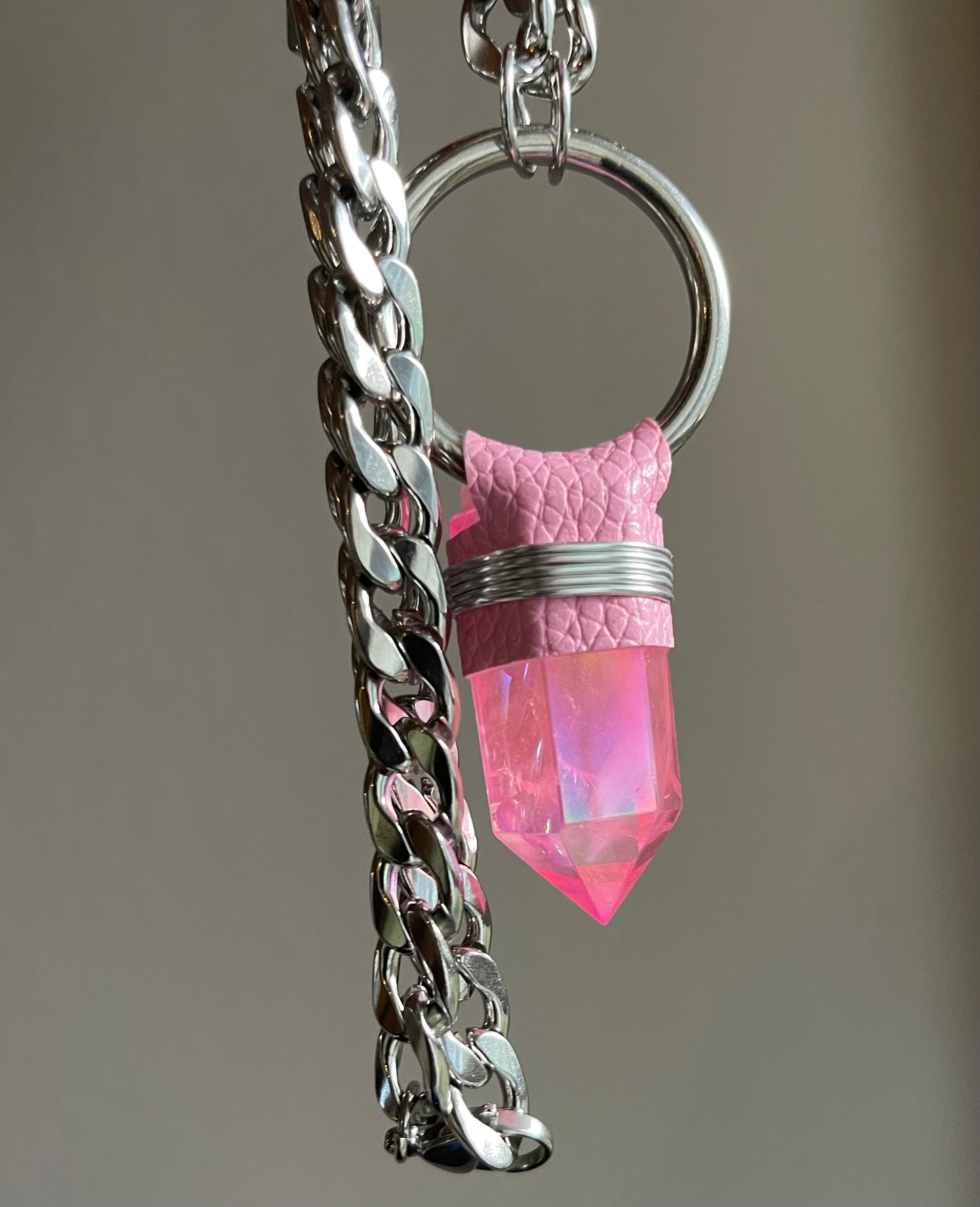 Pink Aura Quartz Necklace