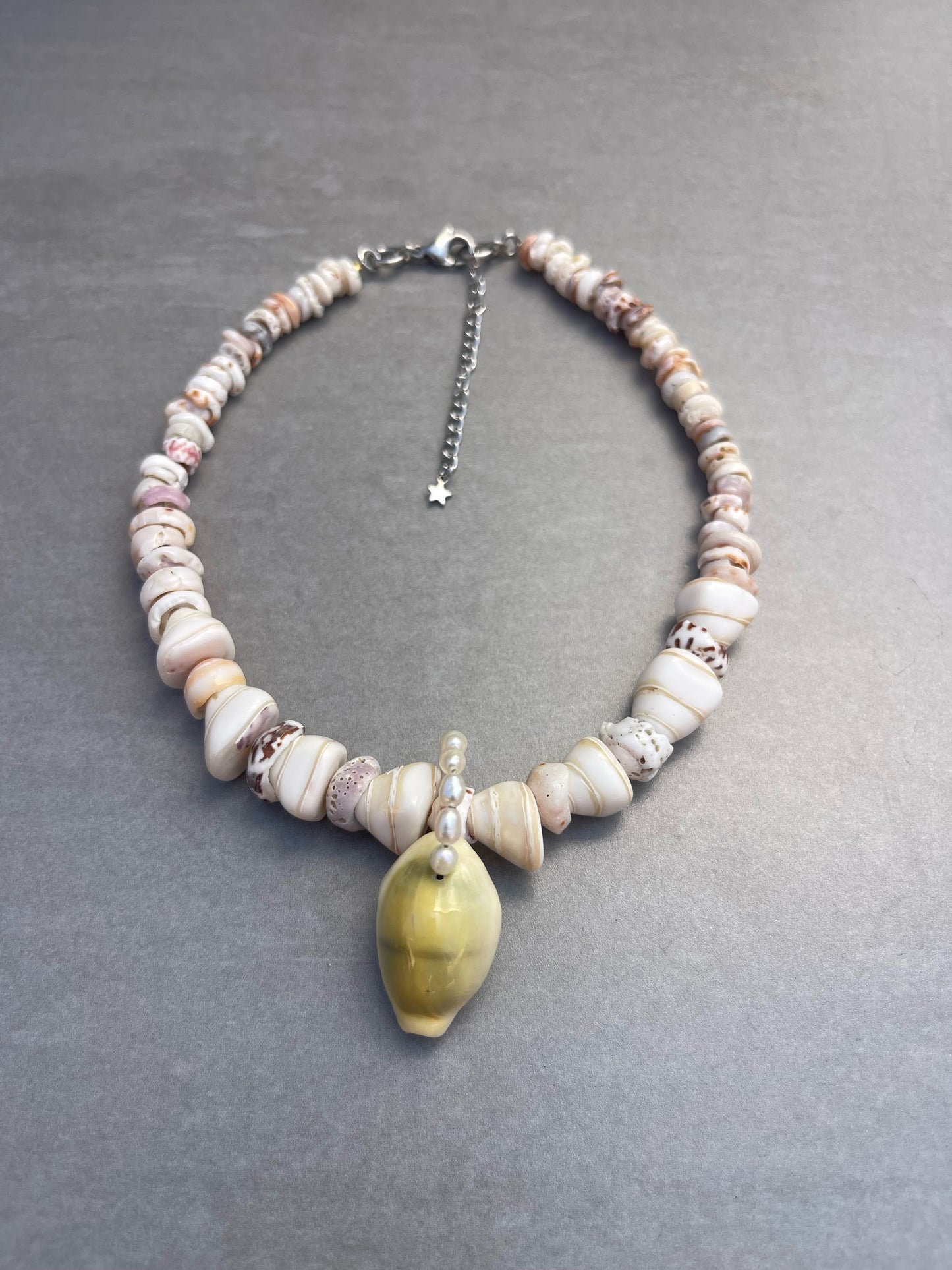 Green Cowrie Puka Choker