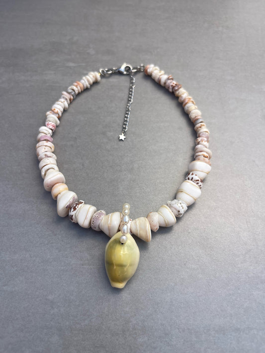 Green Cowrie Puka Choker