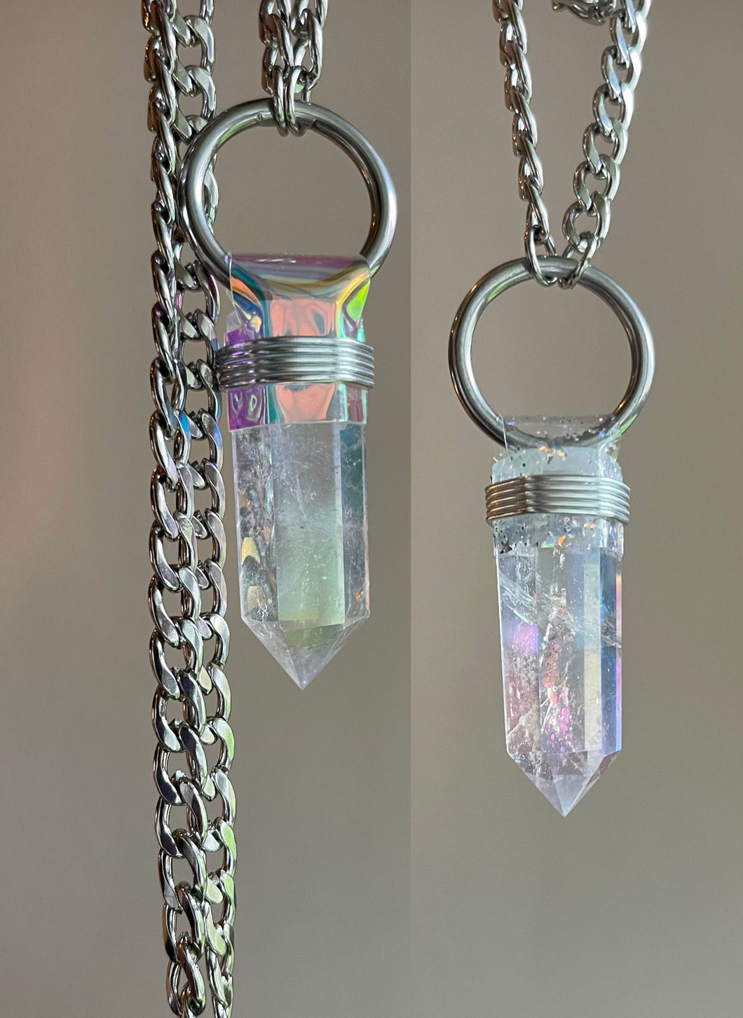 Aura Quartz Necklace - Angel Aura Quartz - Quartz Point - Crystal Necklace  - Gold Necklace - Clear Q on Luulla