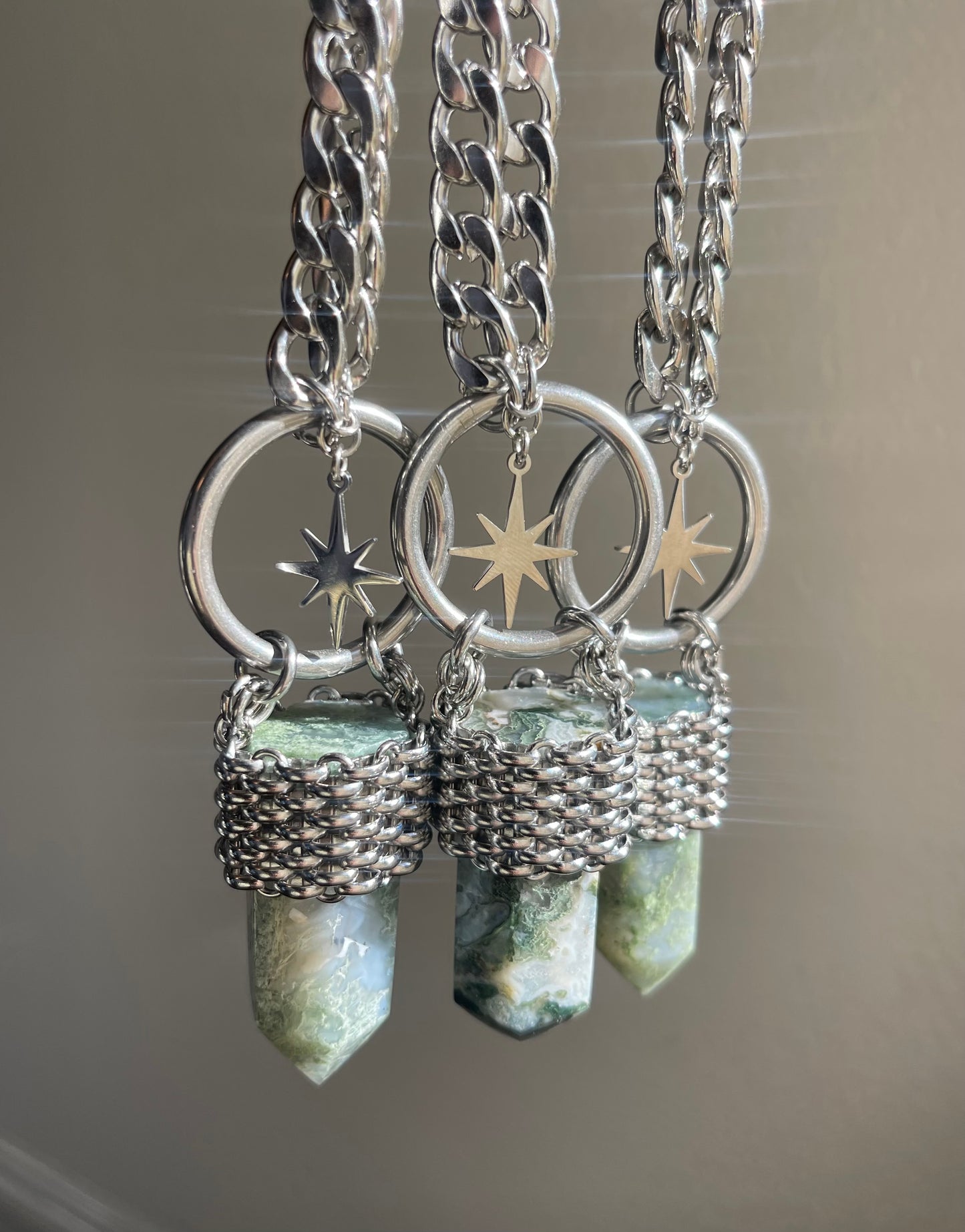 Moss Agate Starburst Necklace