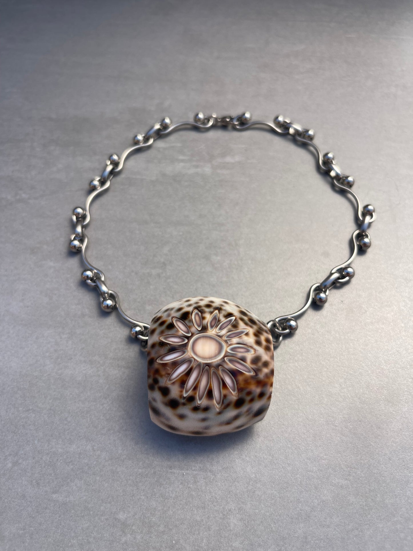 Tiger Cowrie Stainless Steel Necklace