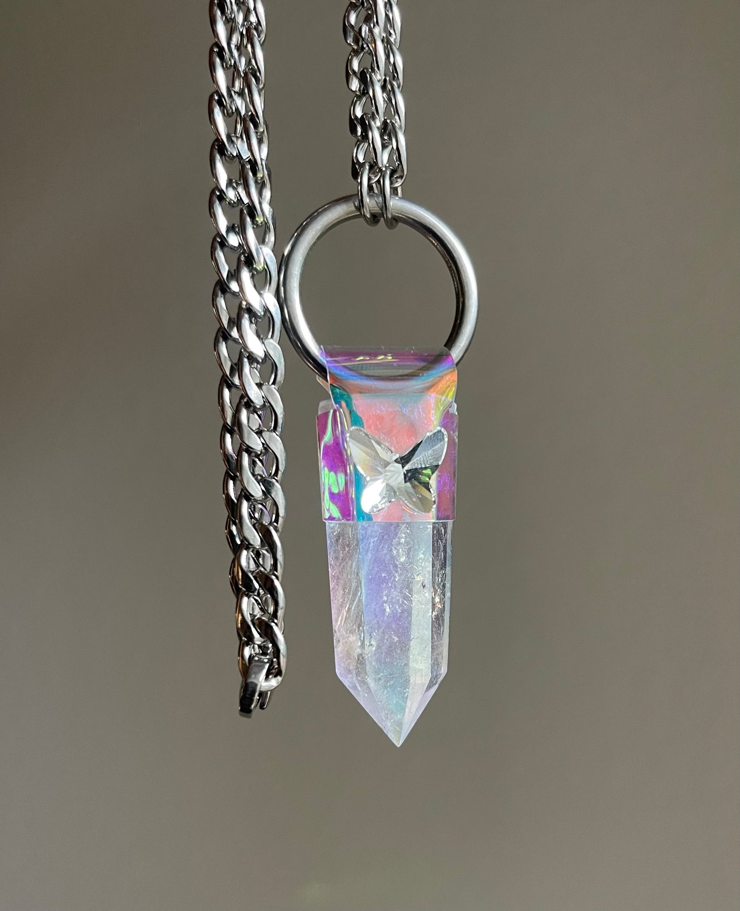 Mini Angel Aura Quartz Butterfly Pendant