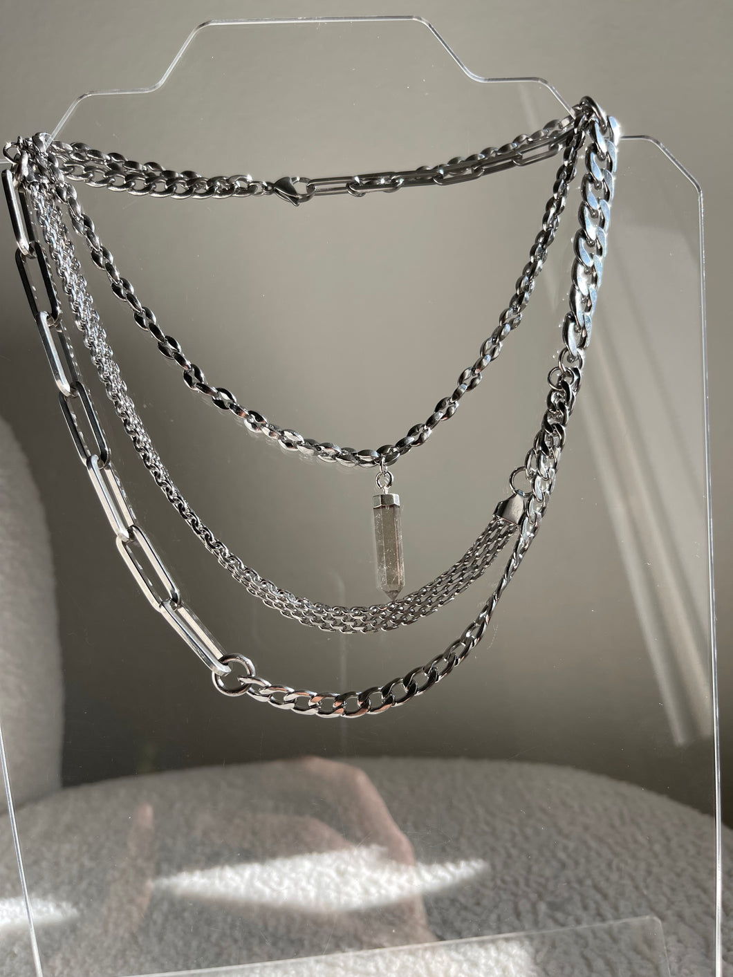 Smokey Quartz Layered Chain Necklace