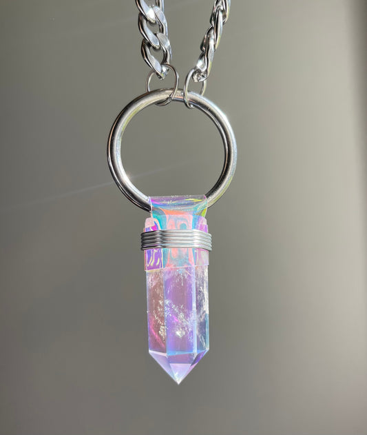 Holographic Angel Aura Quartz Necklace