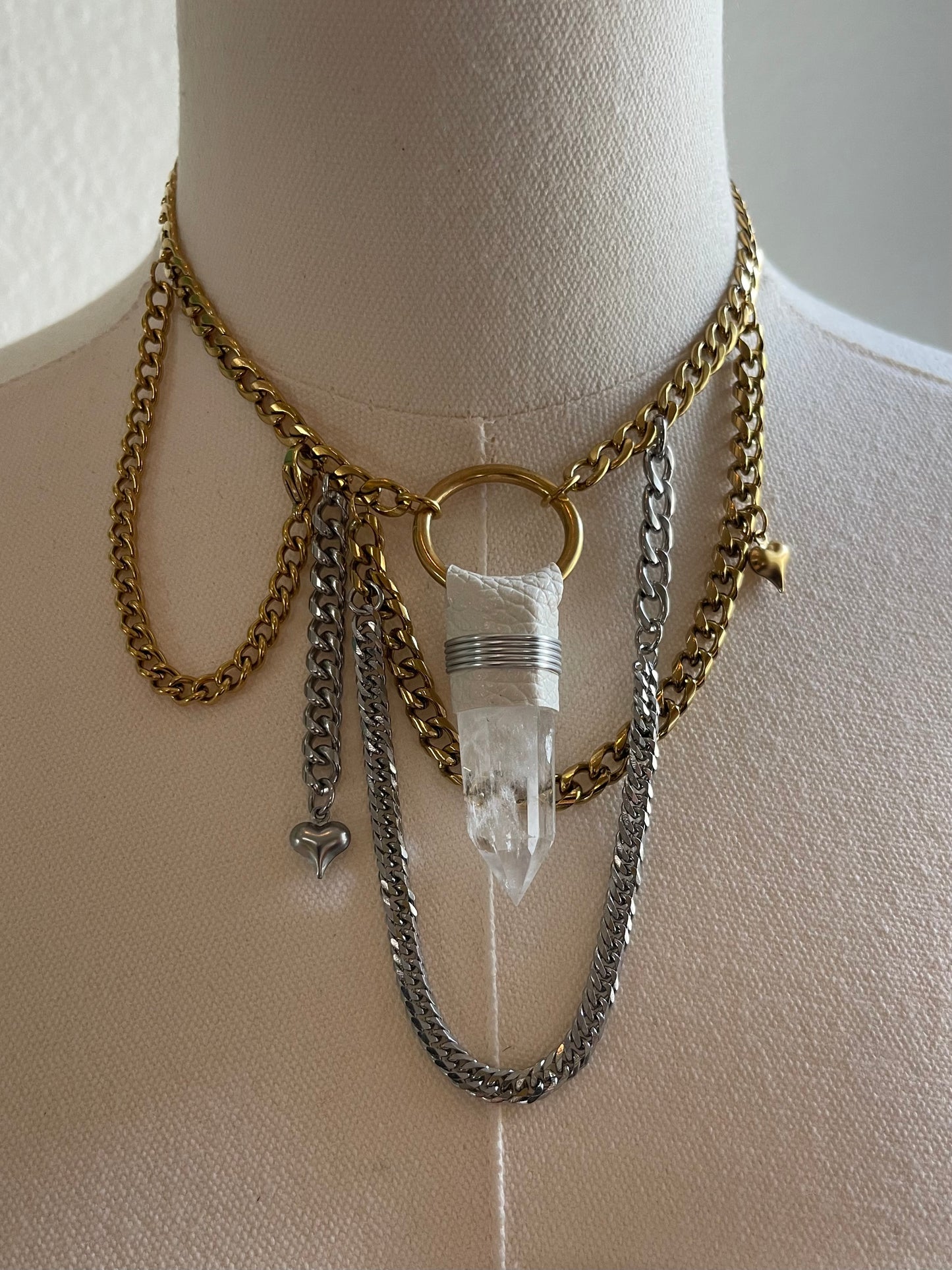 Mixed Metal Quartz Layered Necklace
