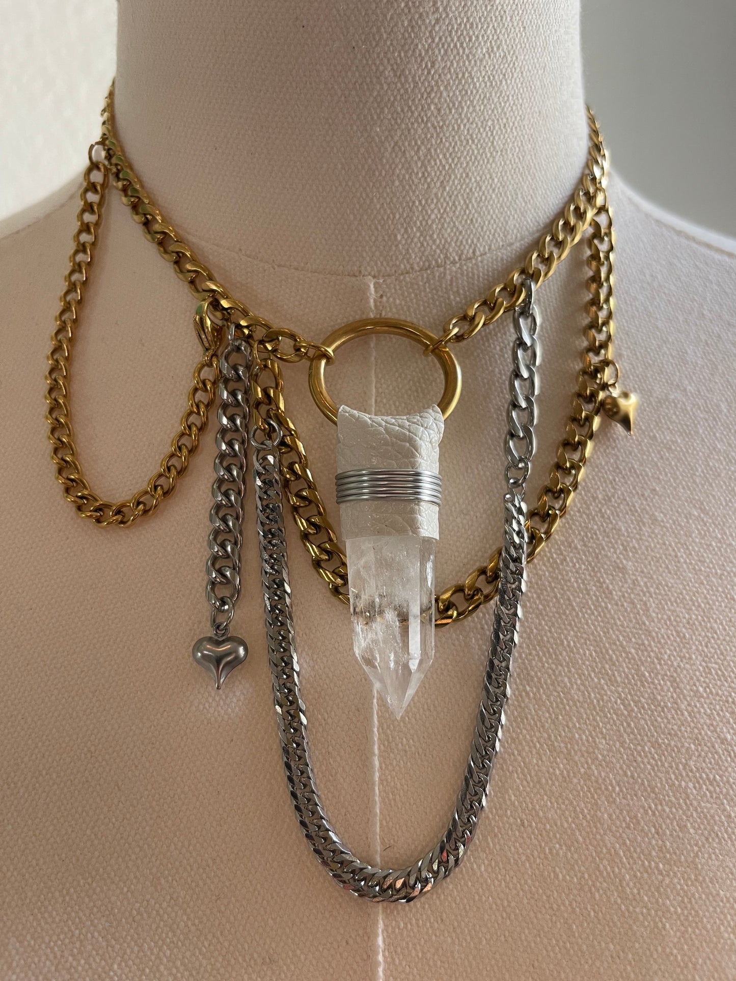 Mixed Metal Quartz Layered Necklace