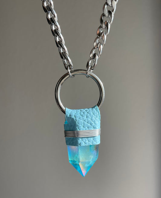 Aqua Aura Quartz Necklace