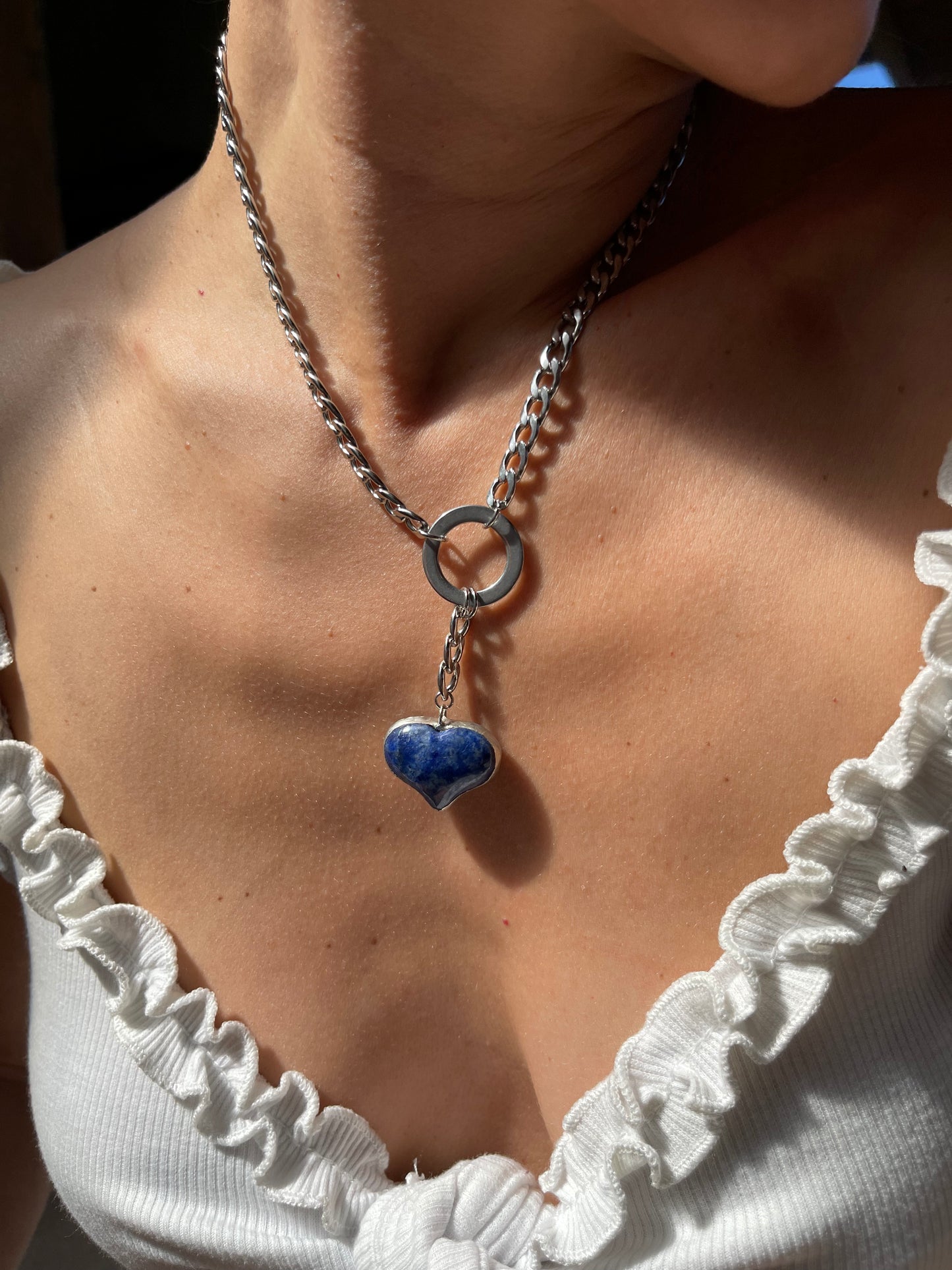 Lapis Heart Lariat