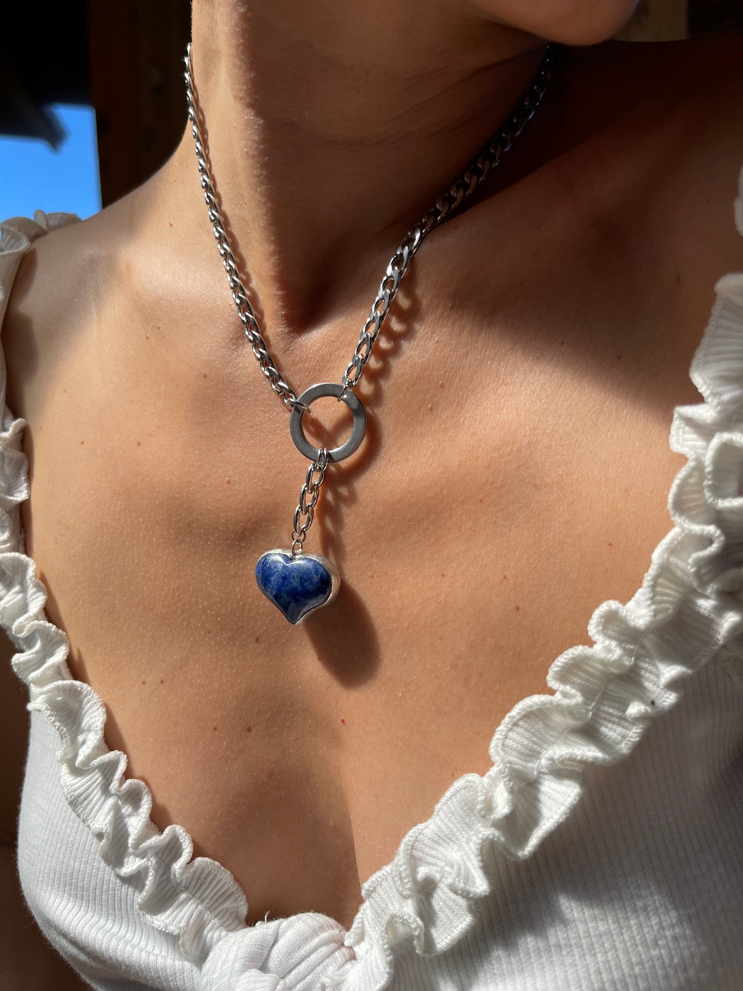 Lapis Heart Lariat