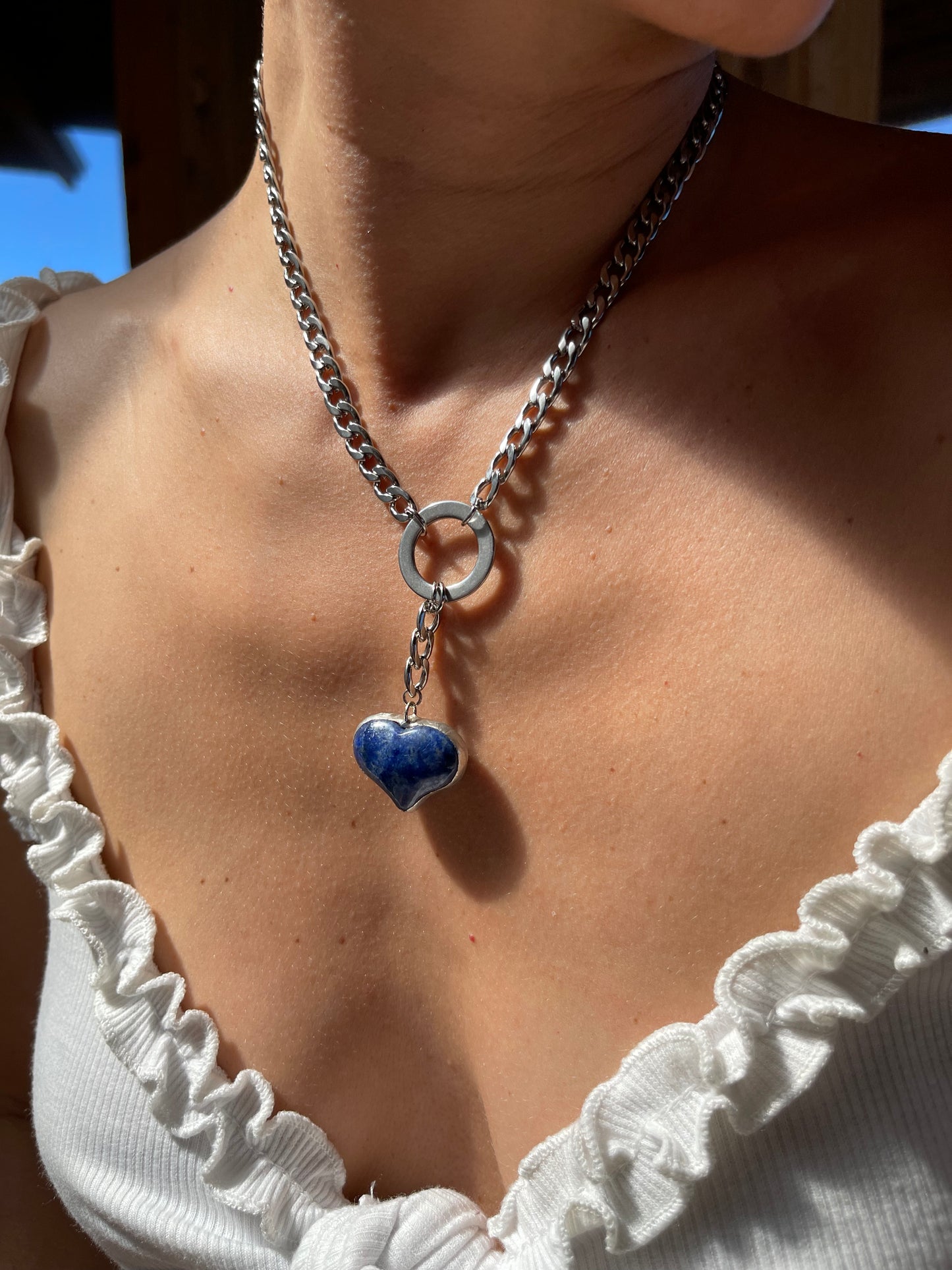 Lapis Heart Lariat