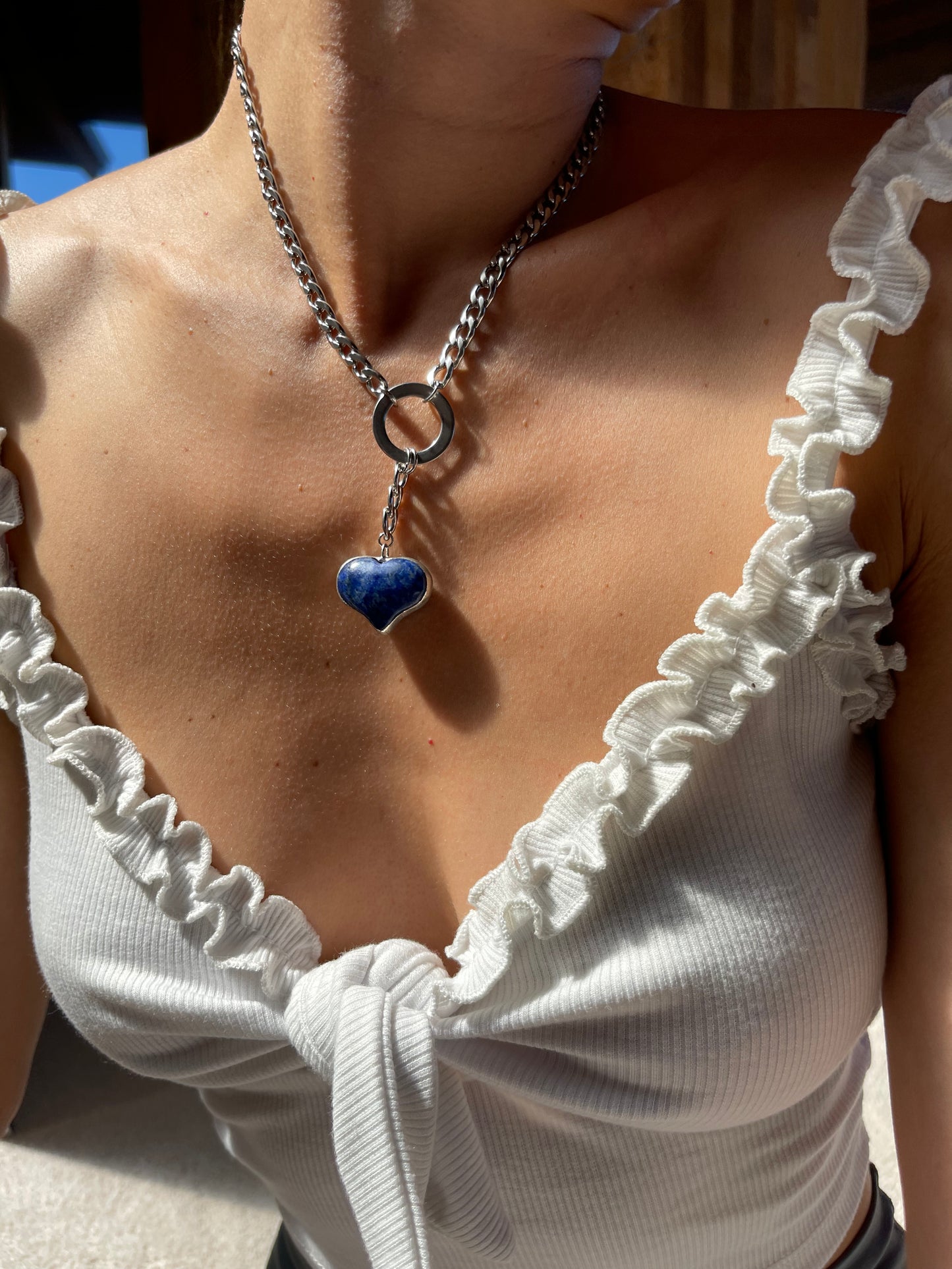 Lapis Heart Lariat