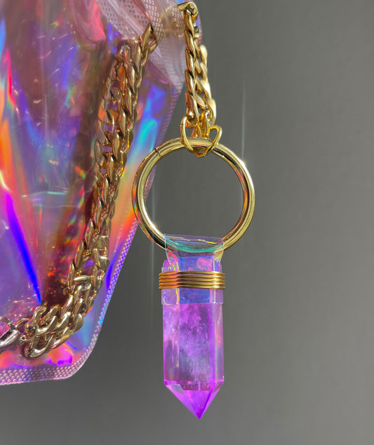 Purple Aura Quartz Necklace