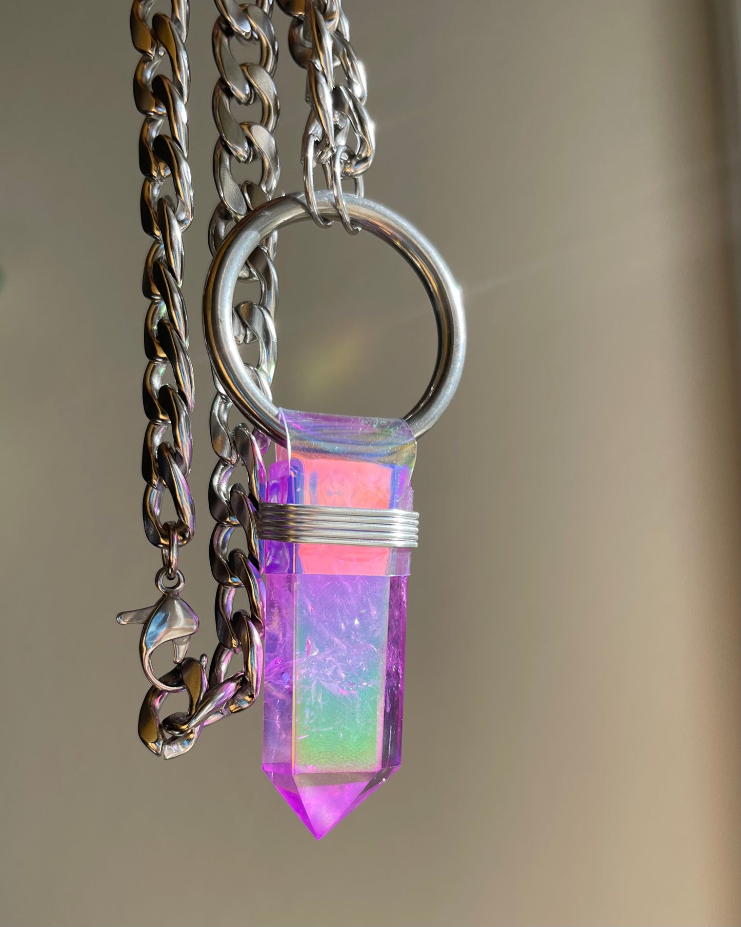 Purple Aura Quartz Necklace