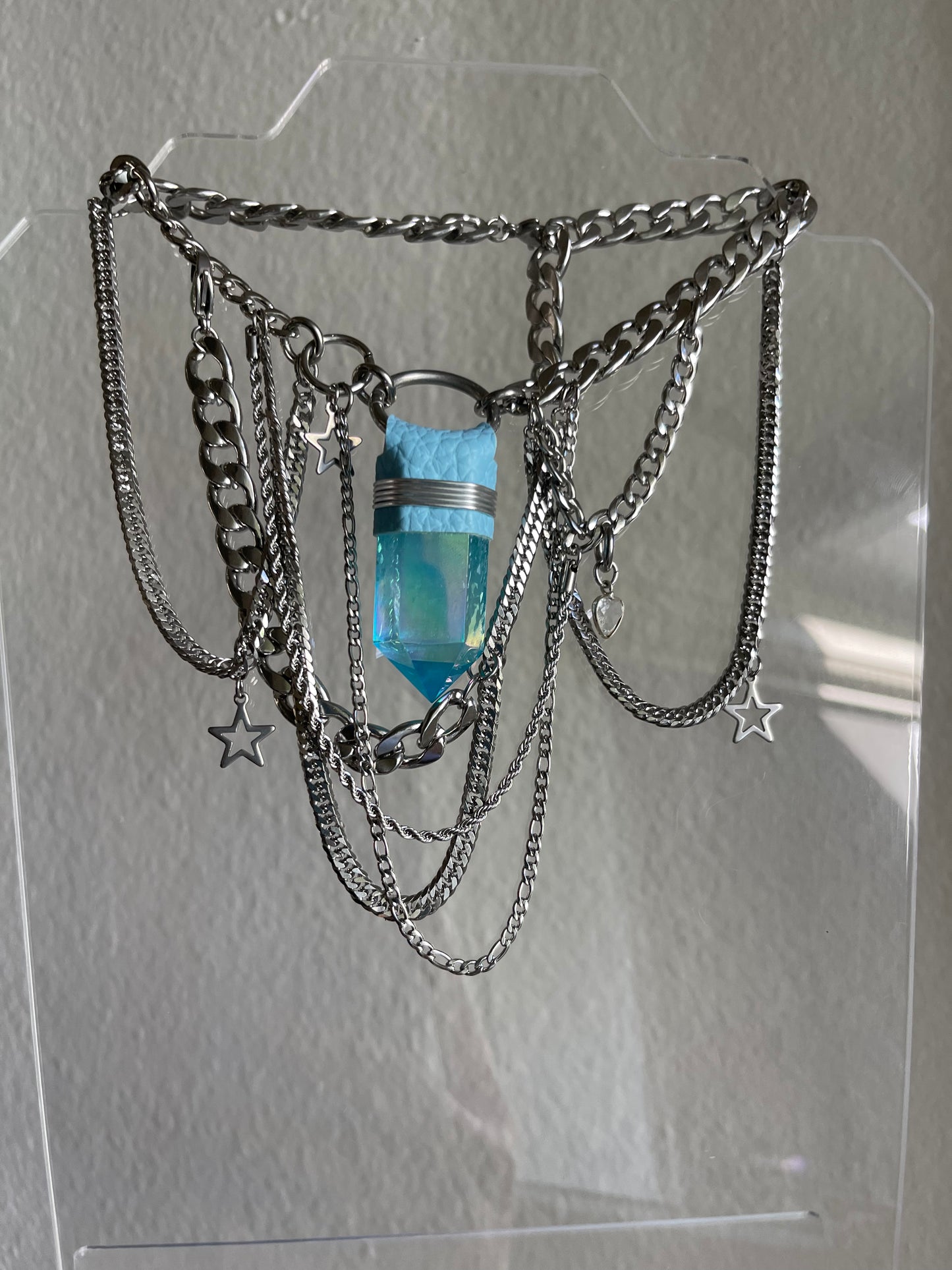 Aqua Aura Quartz Layered Choker