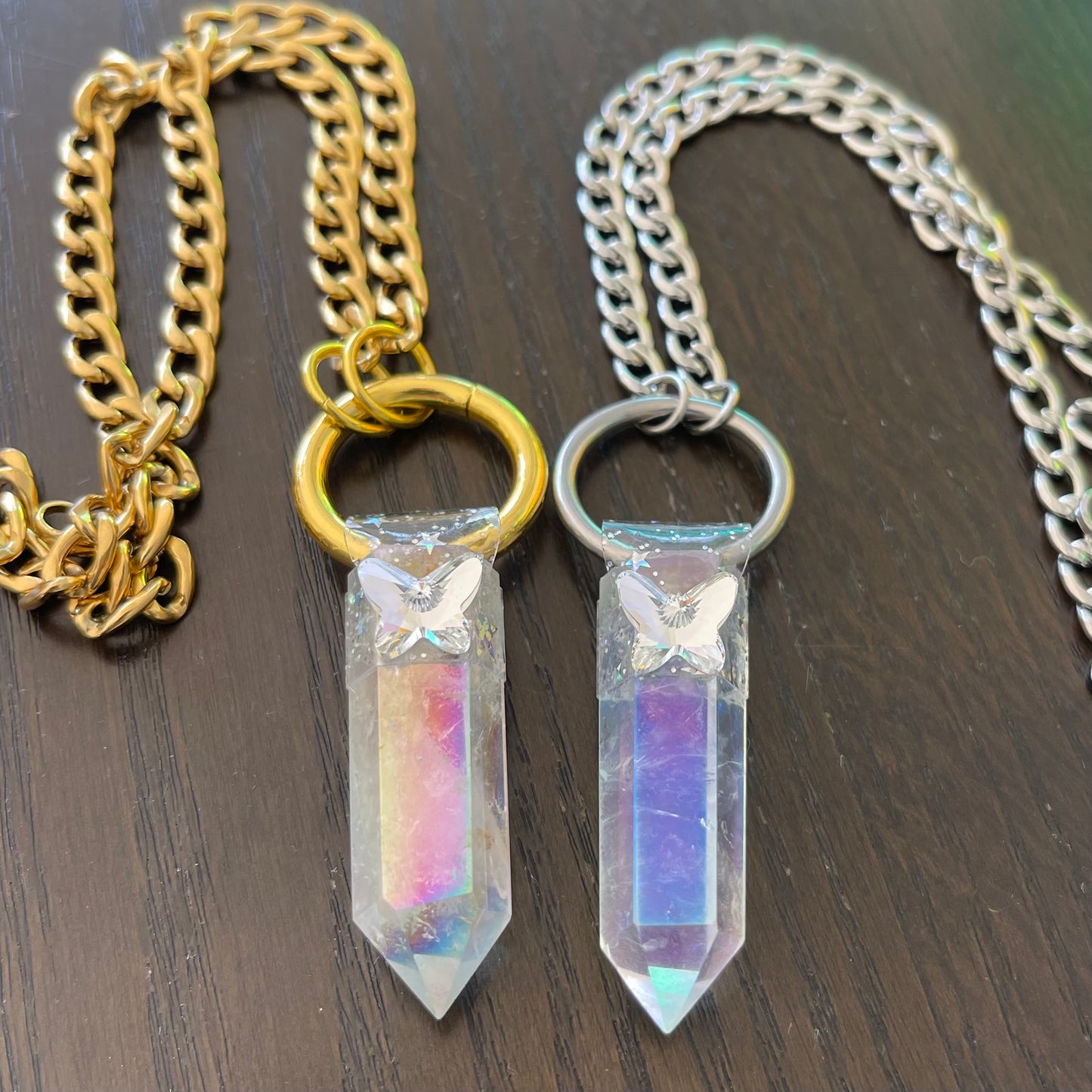 Mini Angel Aura Quartz Butterfly Pendant