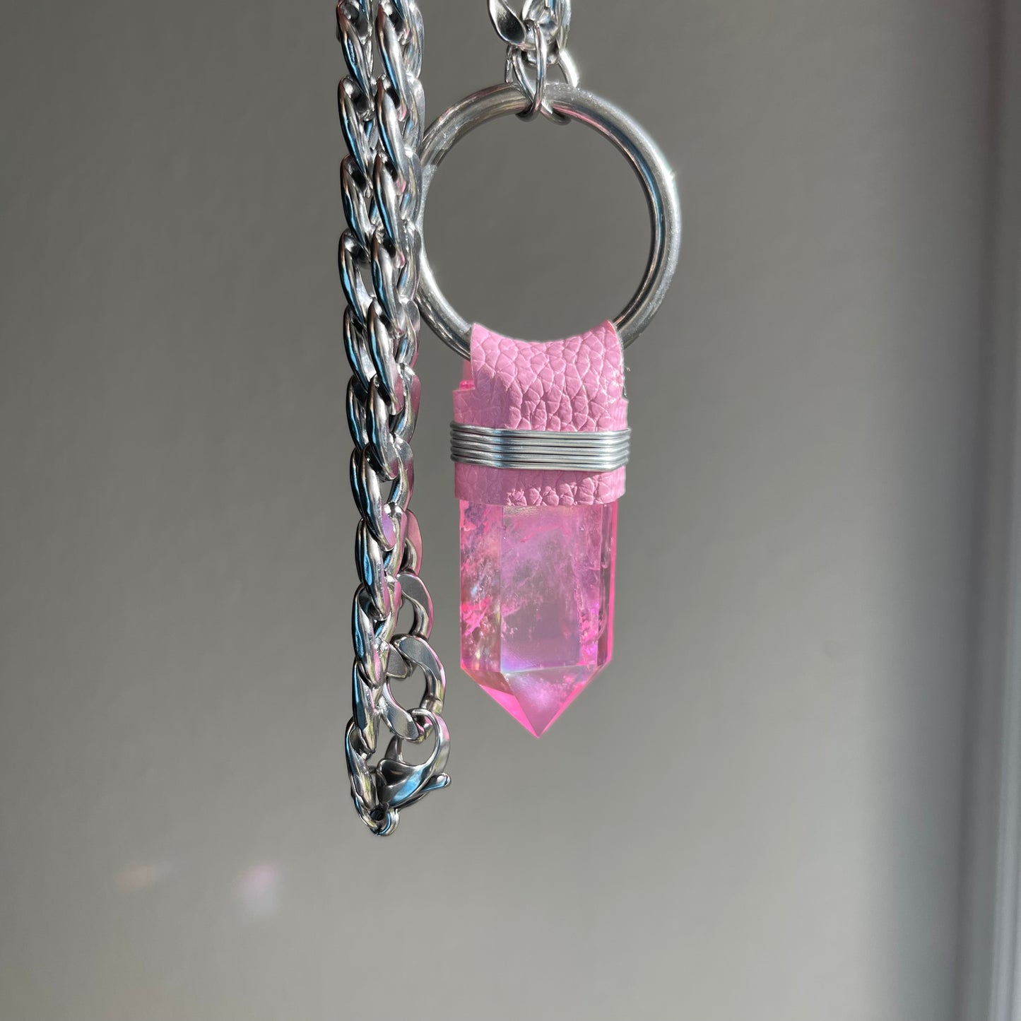 Pink Aura Quartz Necklace