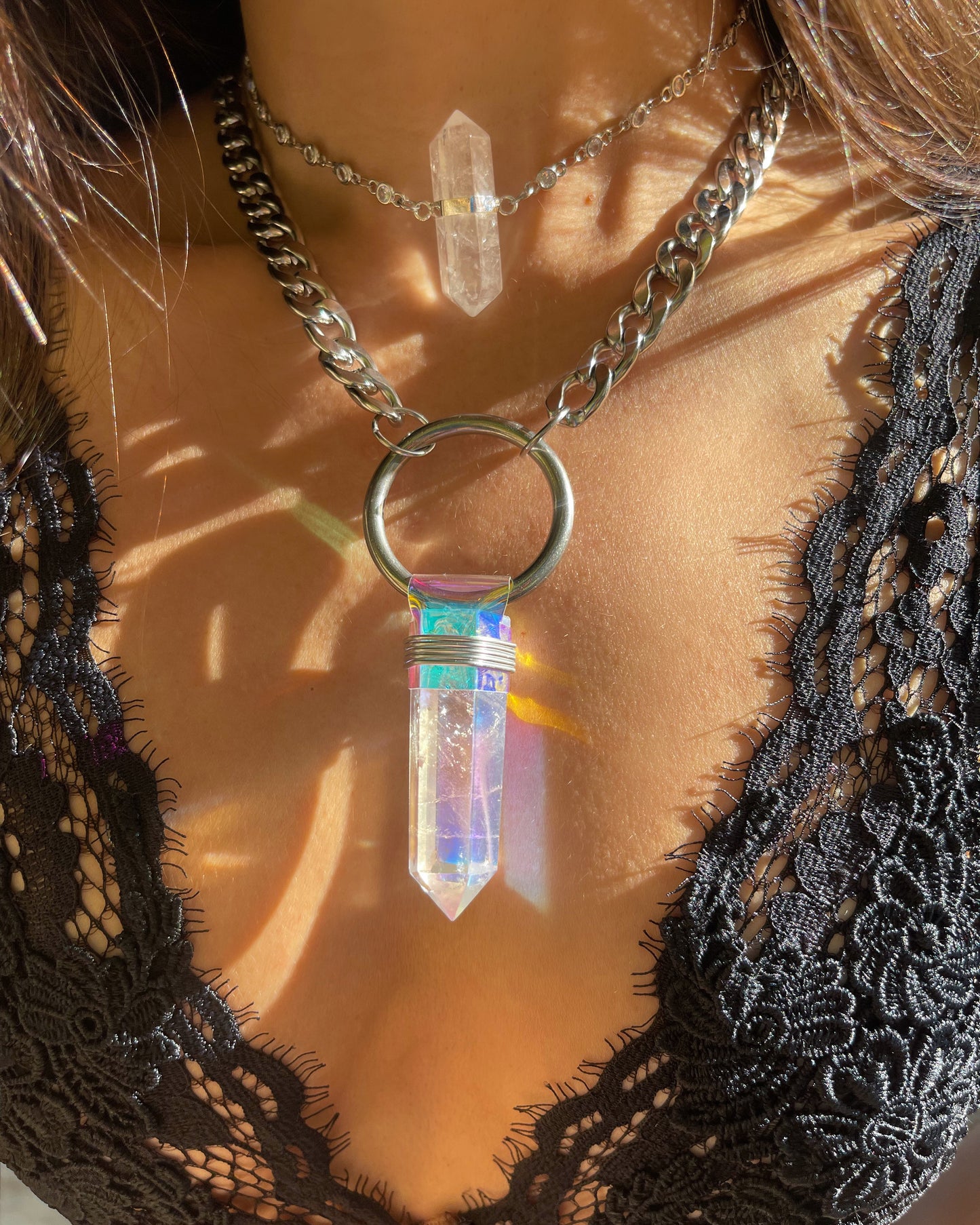 Holographic Angel Aura Quartz Necklace ♡ Preorder