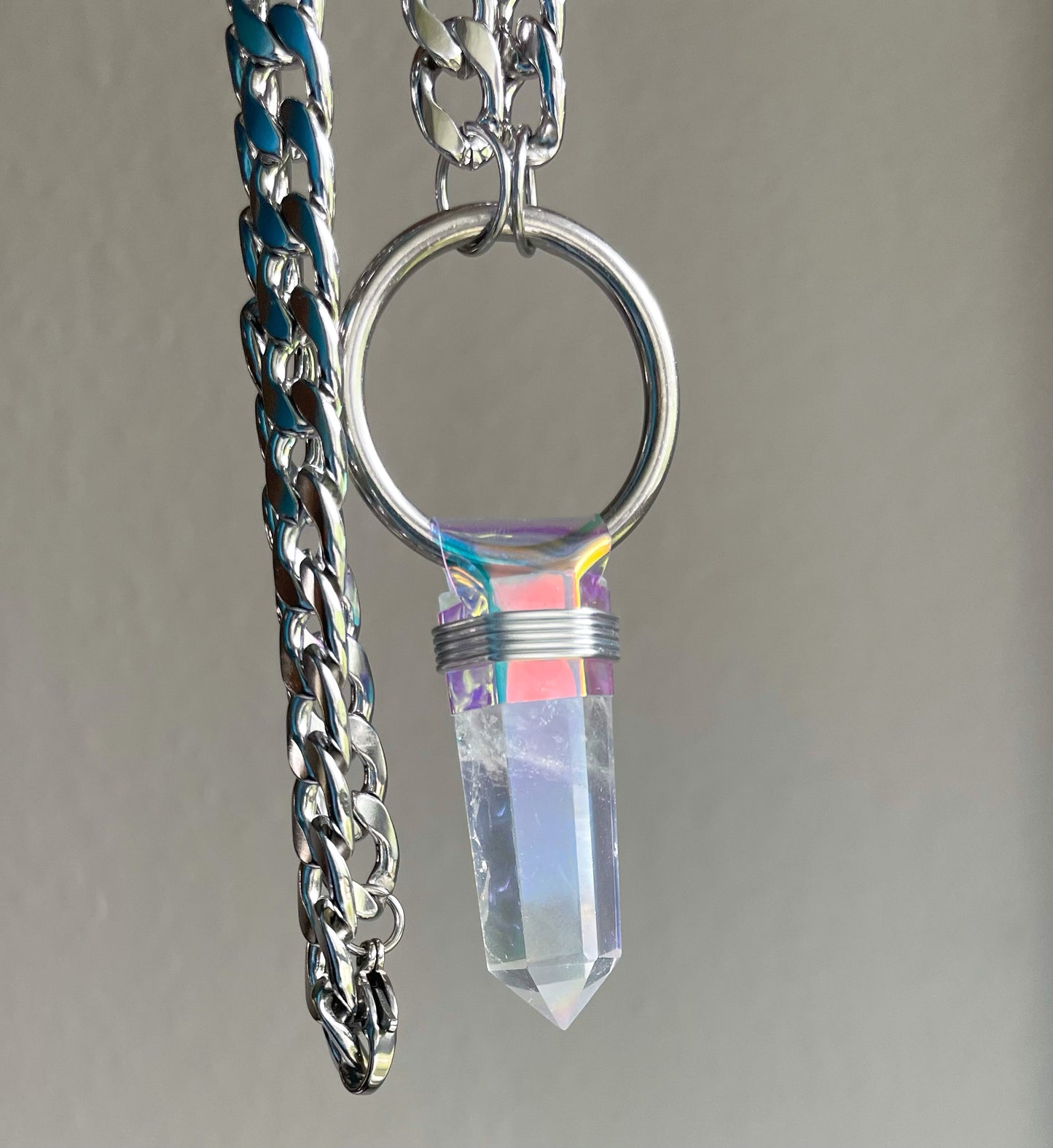 Holographic Angel Aura Quartz Necklace