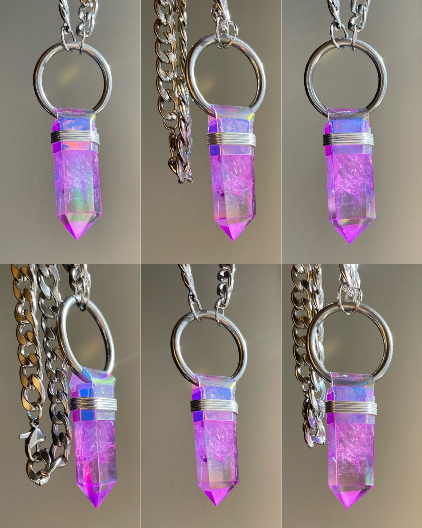 Purple Aura Quartz Necklace