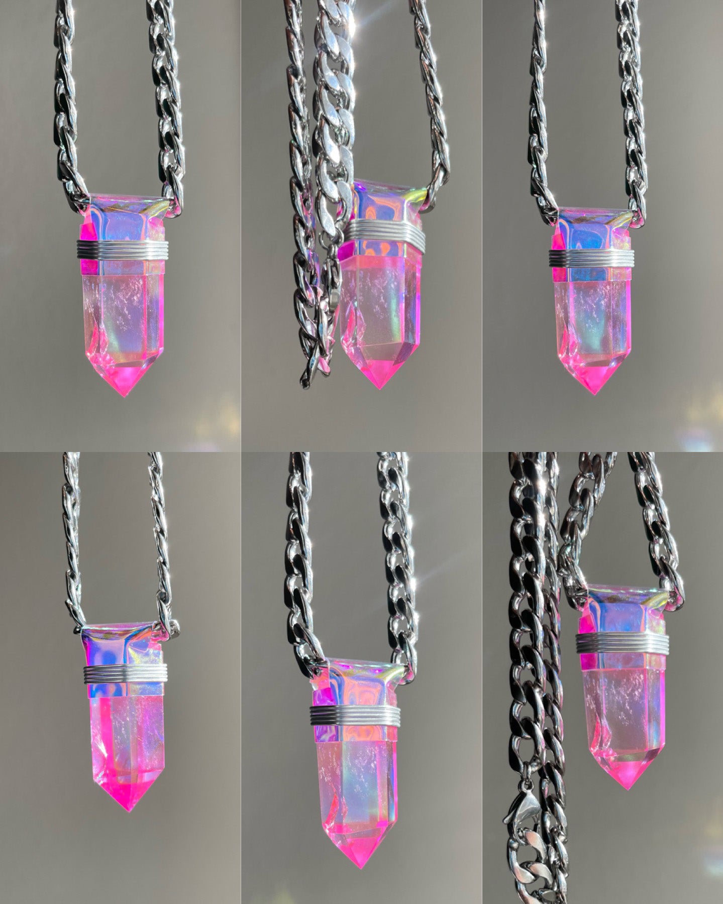 Pink Aura Quartz Necklace